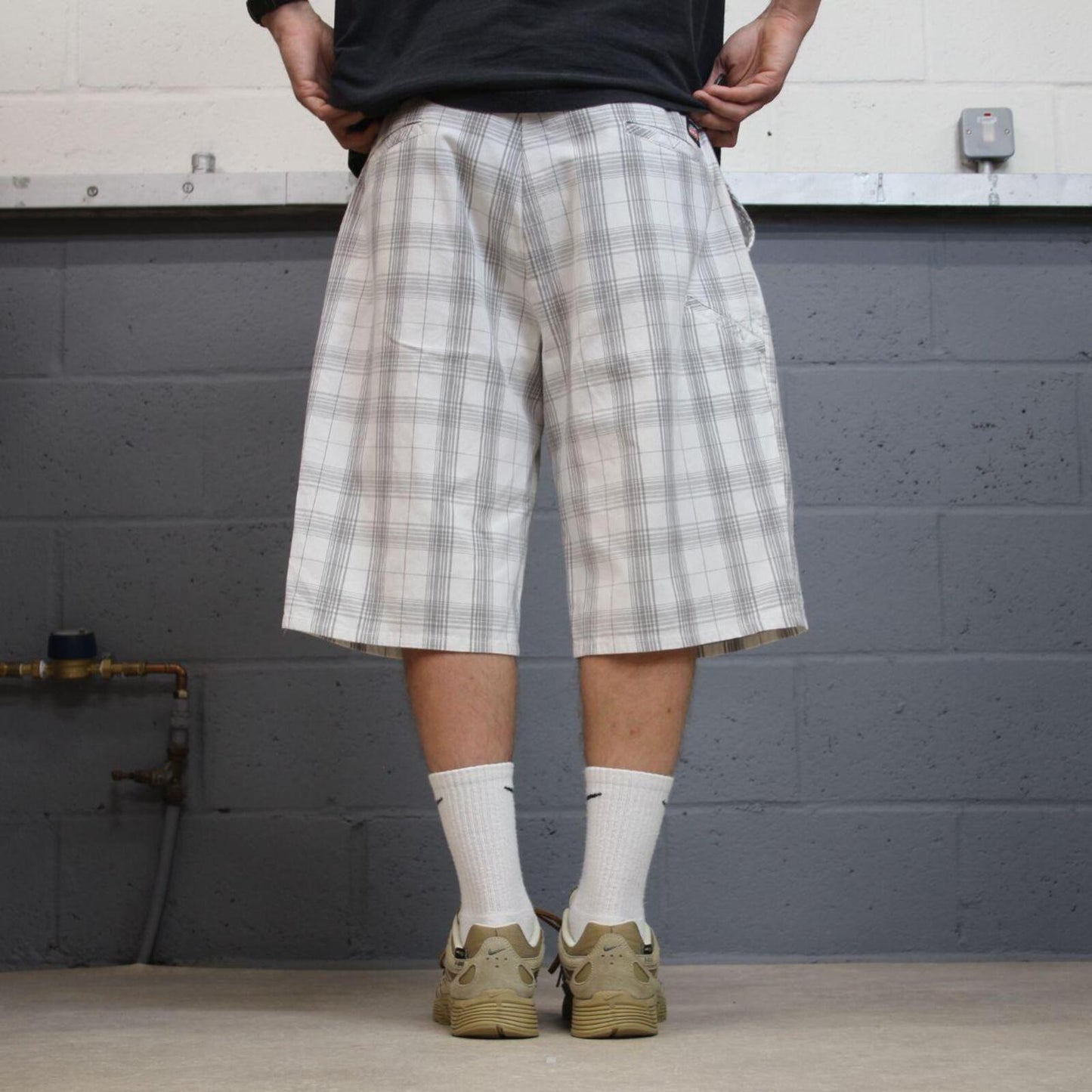 Dickies baggy checkered shorts carpenter white Chino check surf shorts long wide leg festival