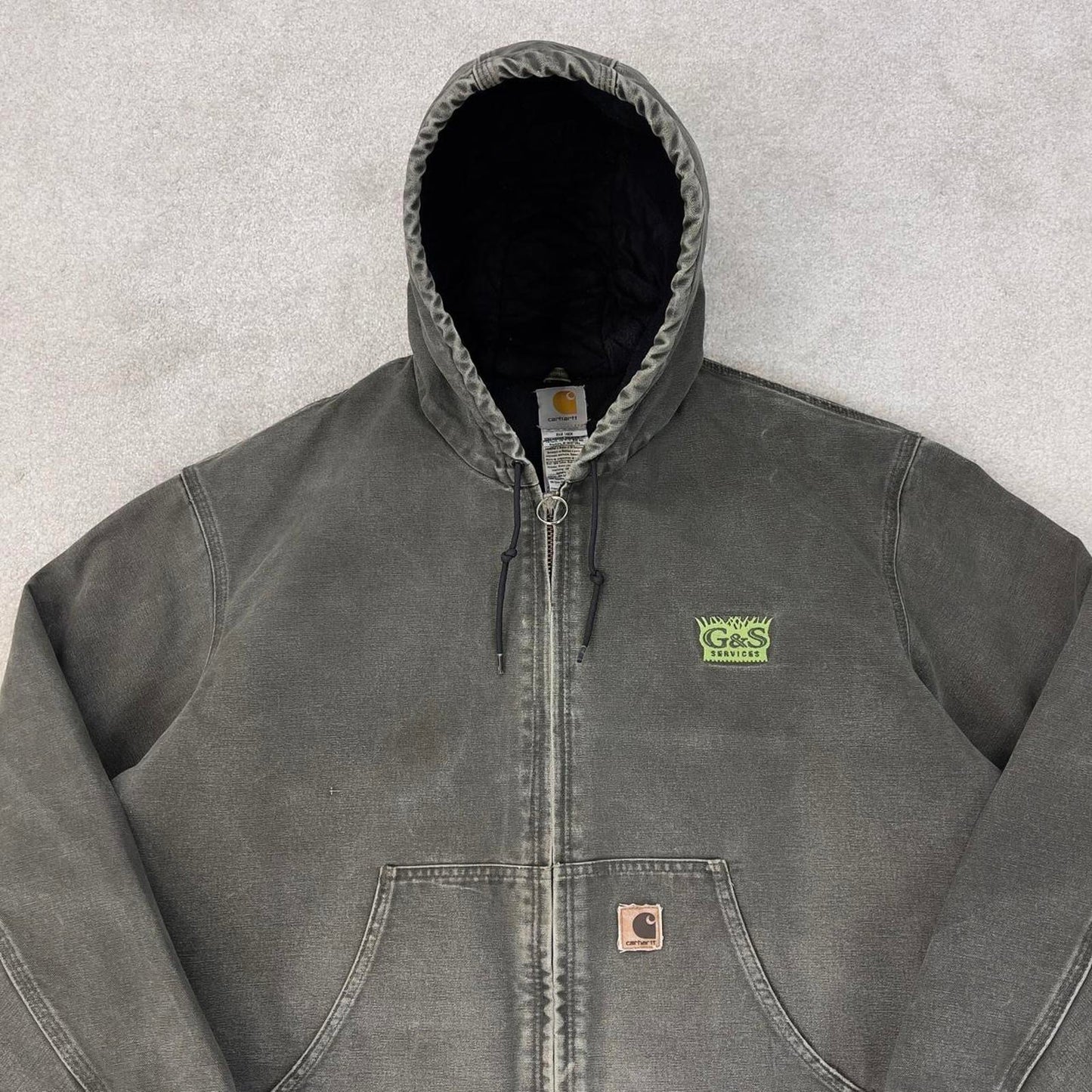 Vintage Green Carhartt hooded active jacket XXL canvas bomber