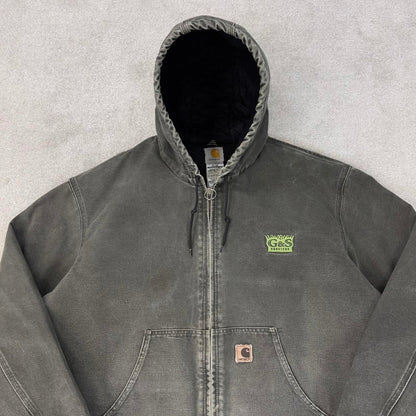 Vintage Green Carhartt hooded active jacket XXL canvas bomber