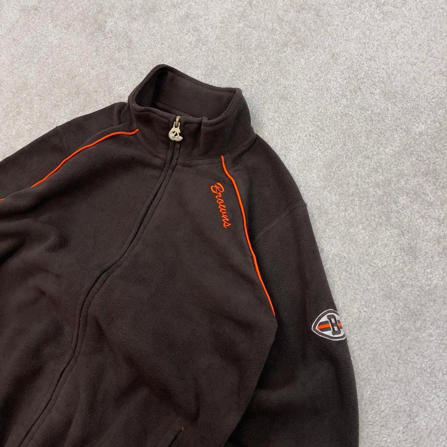 Brown Reebok fleece Large women's full zip up y2k style autumn Cleveland Brown's Team Apparel NFL