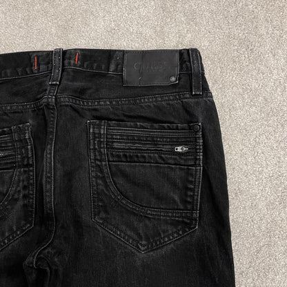 Y2K Guess jeans W32L30 black denim Ultra slim McCrae fit pants with stitch design and pockets