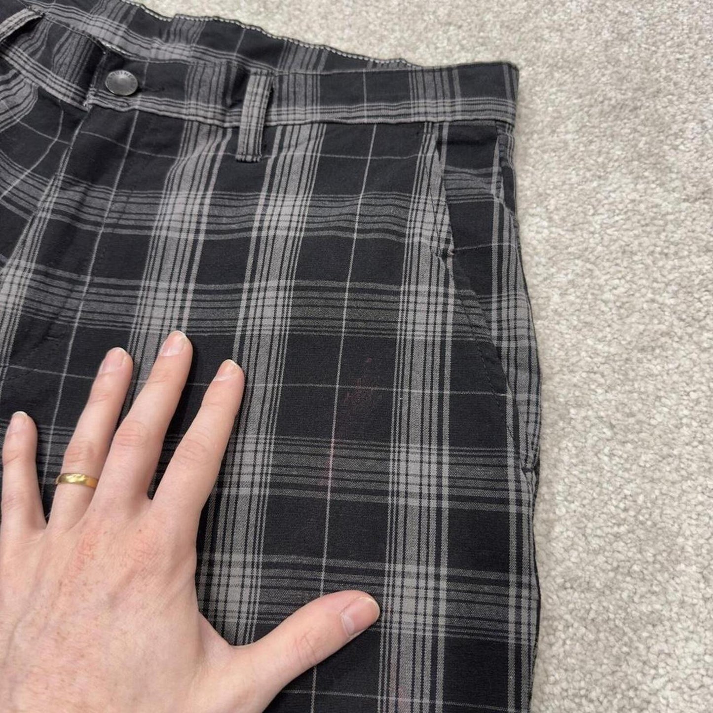 Dickies checkered carpenter shorts black Twill chino skater style shorts long leg