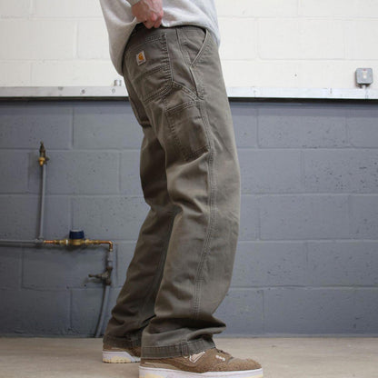 Y2k Carhartt carpenter work pants Khaki green Loose cotton skater style cargo work trousers
