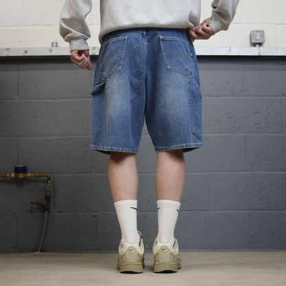 Baggy denim carpenter shorts cargo blue Aeropostale skater style surf jorts