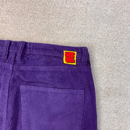 Purple Empyre wide wale jumbo corduroy trousers W34L31 chunky baggy cord pants 90s skate style