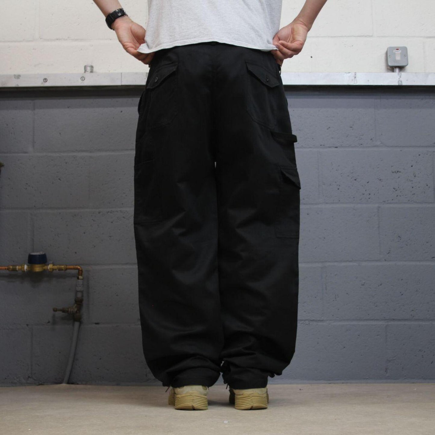 Dickies baggy pleated cargo pants double knee black Loose fit  carpenter style skater work pants