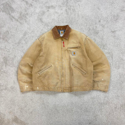 Vintage tan Carhartt Detroit jacket XL blanket lined boxy cropped fit