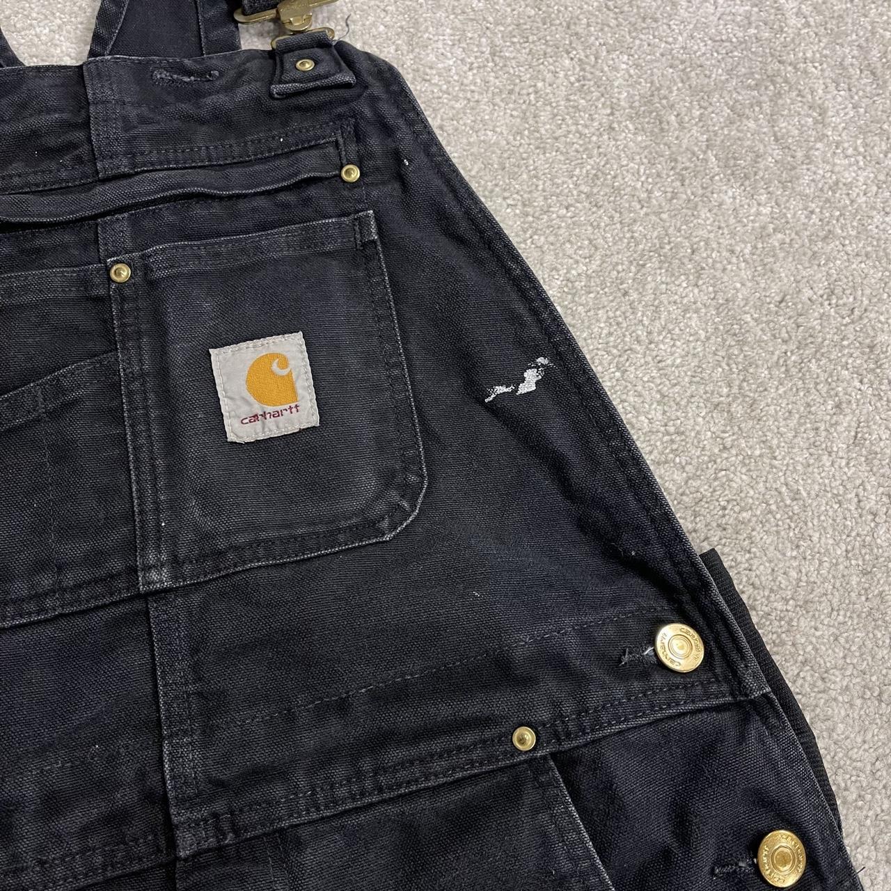 Carhartt dungarees y2k double knee black Festival / skate wear bib utility work overalls