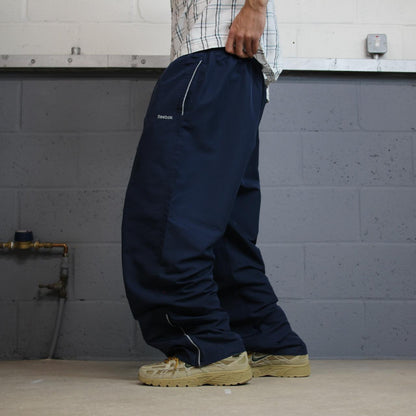 Baggy Y2K Reebok tracksuit bottoms navy XL Wide leg mesh lined track pants