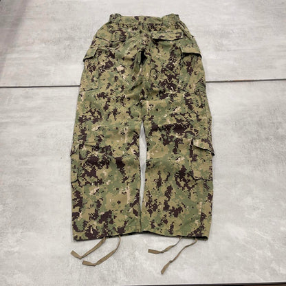 US Navy cargo pants Small baggy green USN digital camouflage trousers double knee adjustable cuffs