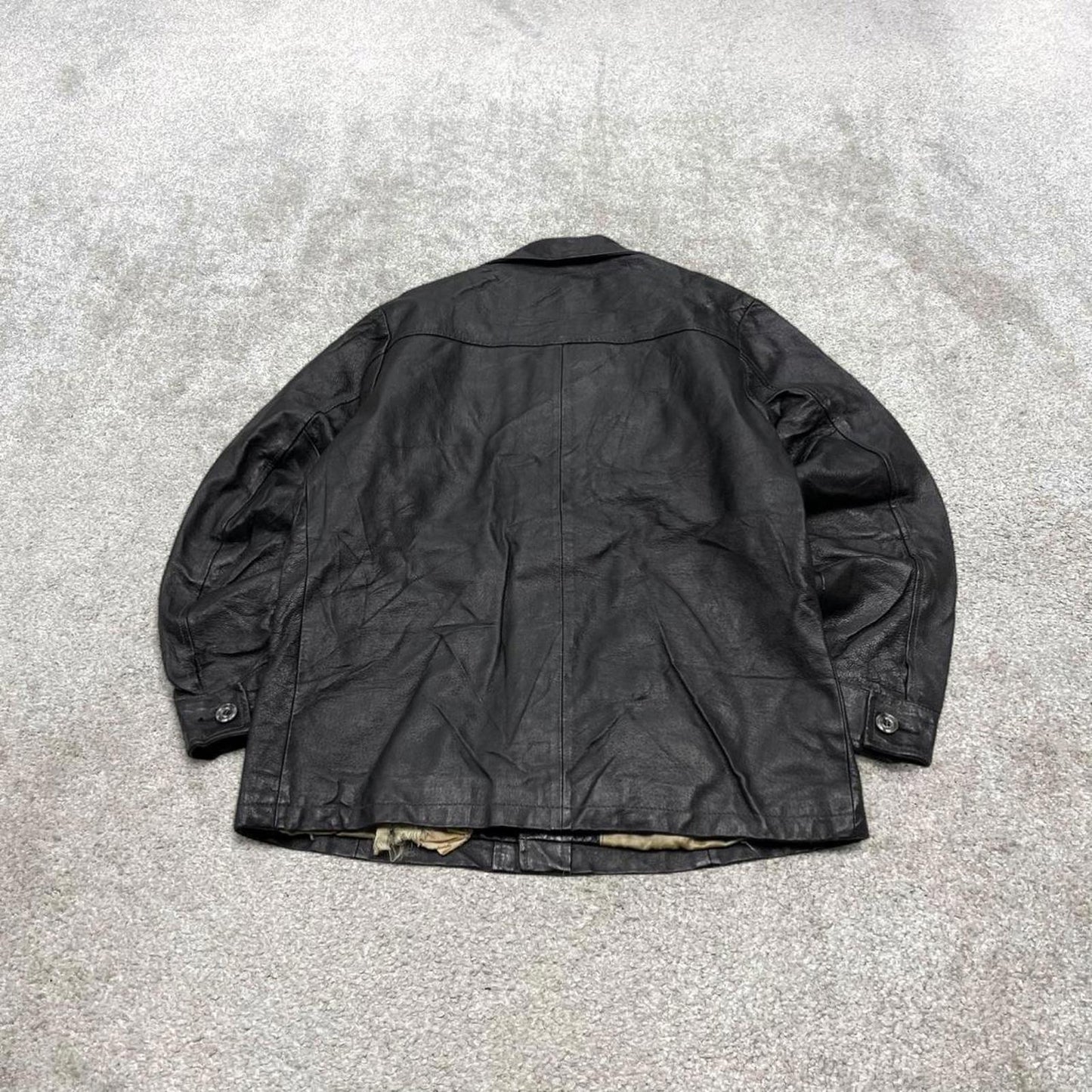 Vintage Diesel leather jacket black Diesel boxy genuine leather coat