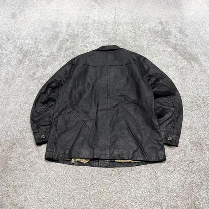 Vintage Diesel leather jacket black Diesel boxy genuine leather coat