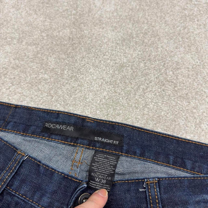 Y2K Rocawear jeans straight leg blue Denim embroidered skater style pants