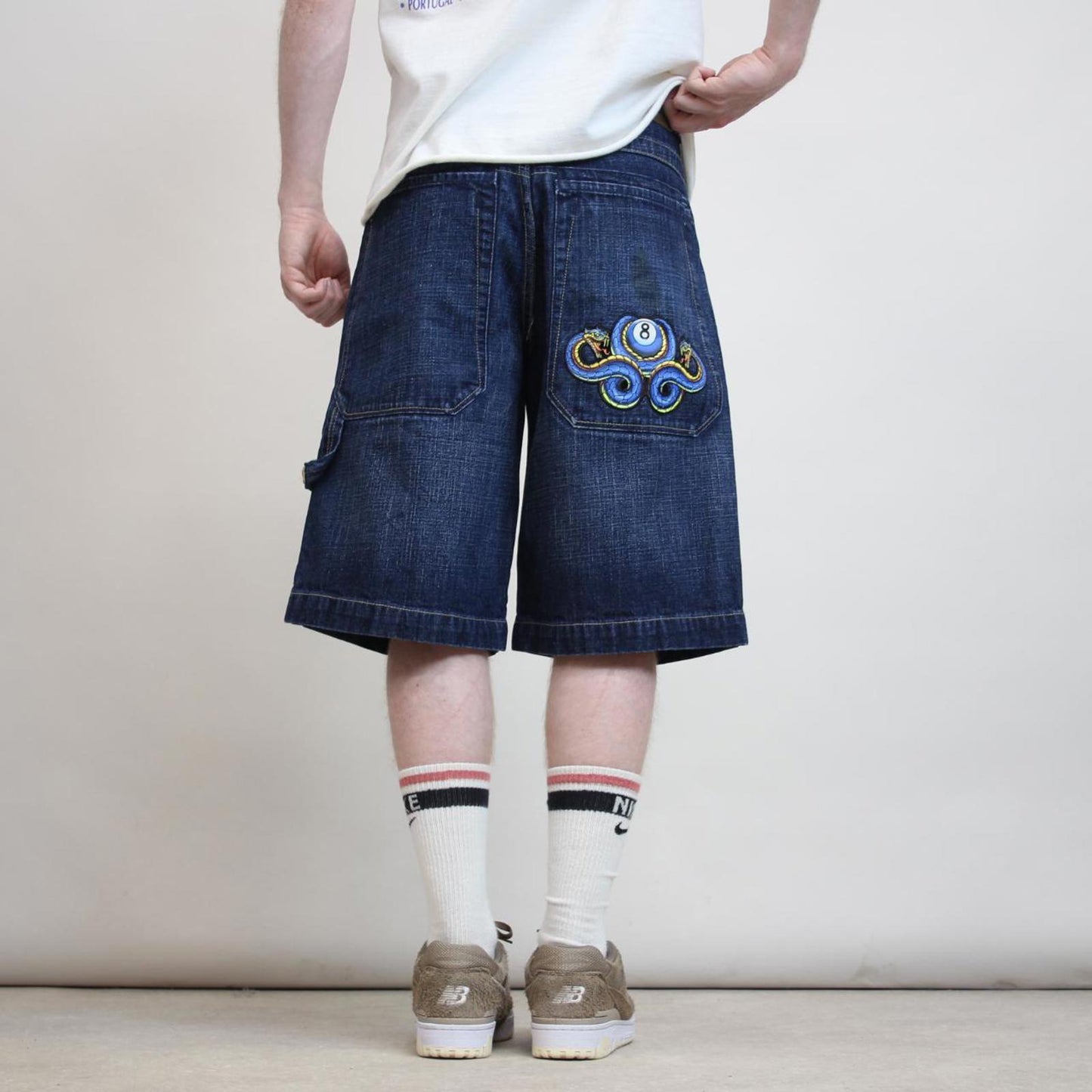 JNCO Serpent 8 Ball shorts W32 loose denim skater 90s style large design hip hop
