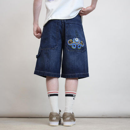 JNCO Serpent 8 Ball shorts W32 loose denim skater 90s style large design hip hop