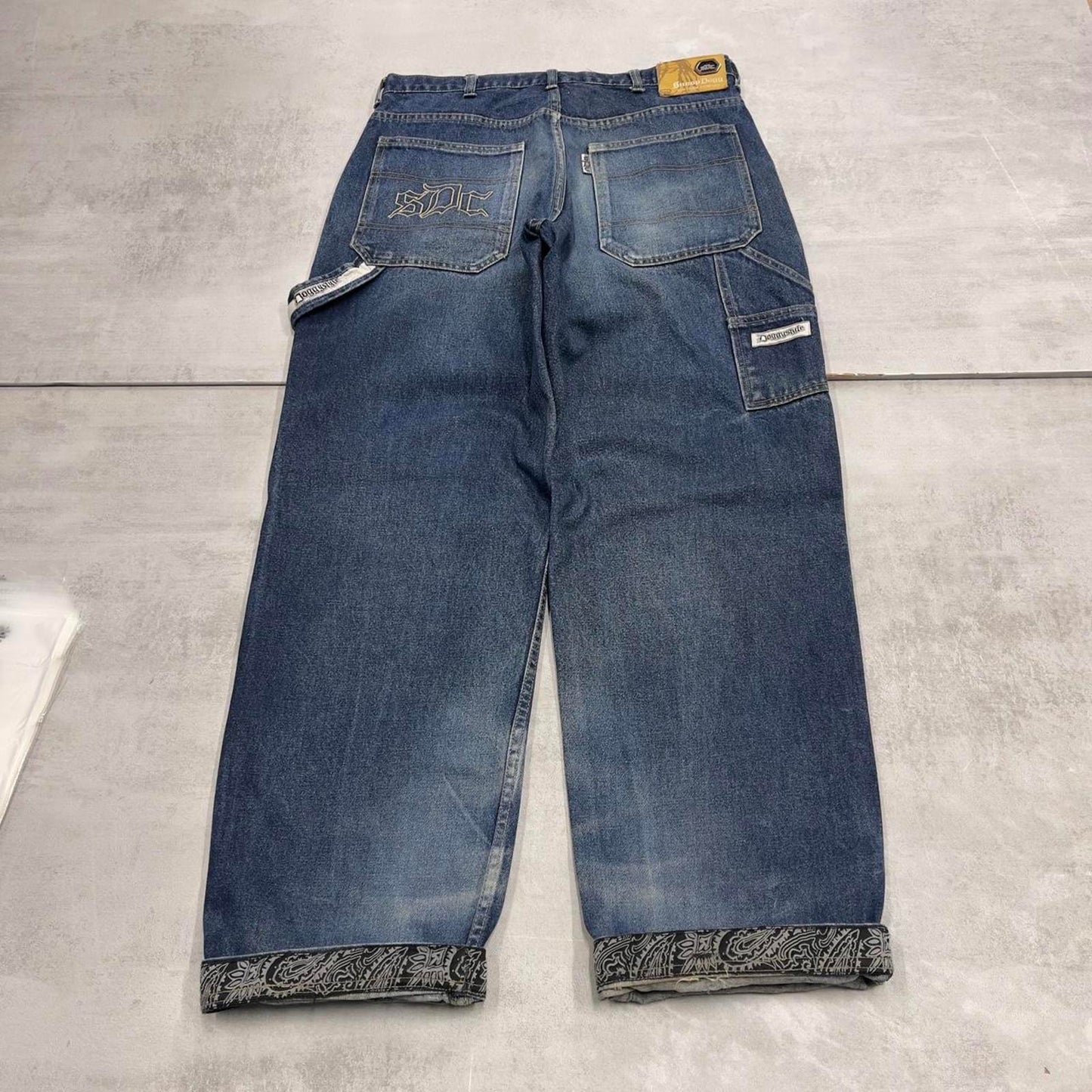 Baggy Snoop Dogg carpenter jeans W34L33 embroidered y2k style rare wide leg