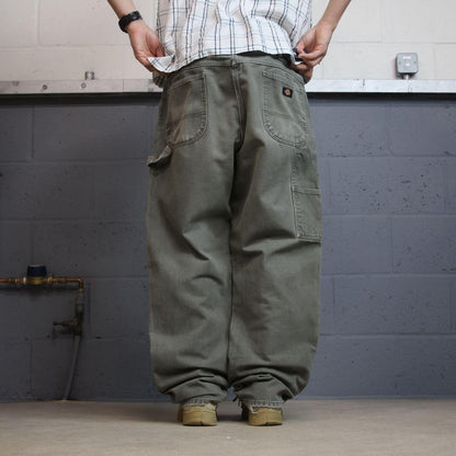 Baggy Dickies carpenter jeans W40L32 Green canvas skater style workwear cargo pants