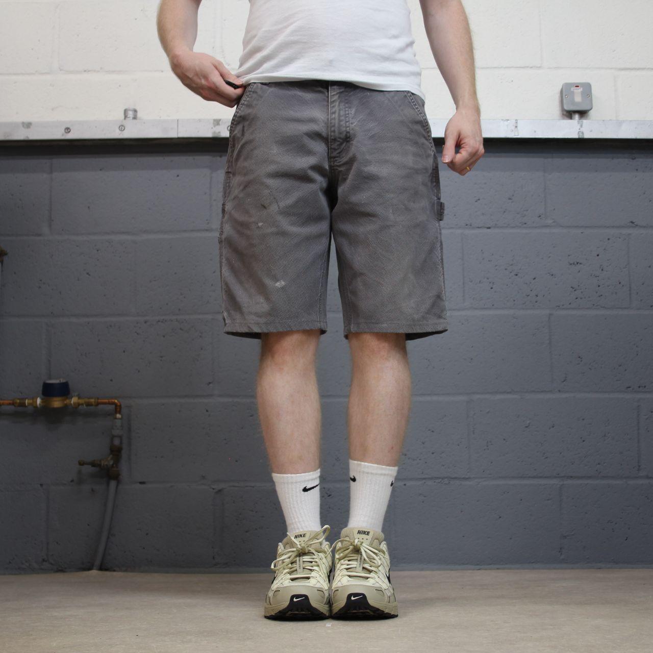 Carhartt carpenter shorts y2k faded grey Relaxed carpenter skater style work shorts