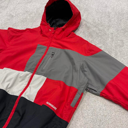 00s Quiksilver technical ski jacket L men's y2k style hooded winter snow boarding coat hooded