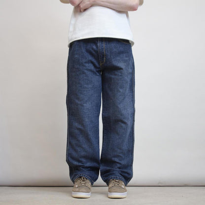 Mens DKNY baggy embroidered jeans W34 L30 loose blue Y2K hip hop embroidered design