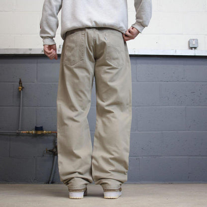 Levis 505 jeans straight leg W36L32 beige loose y2k style pants red tab logo