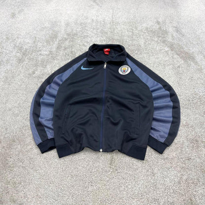 Nike Man City track jacket Medium men's y2k 00s style blue funky sports tracksuit