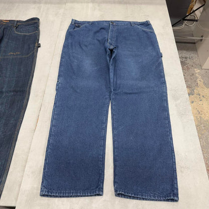 Baggy Dickies flannel lined carpenter jeans W40L30 wide leg thick 90s style blue denim cargos