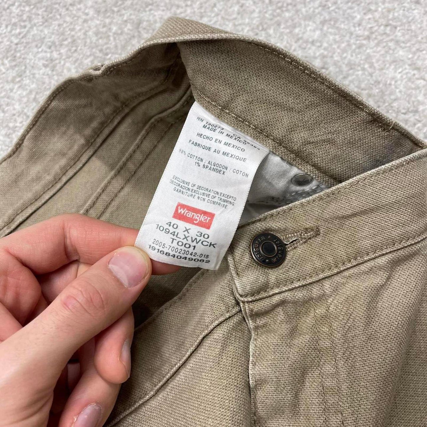 Y2K Wrangler carpenter jeans loose fit khaki Wide leg canvas skate style workwear cargo pants