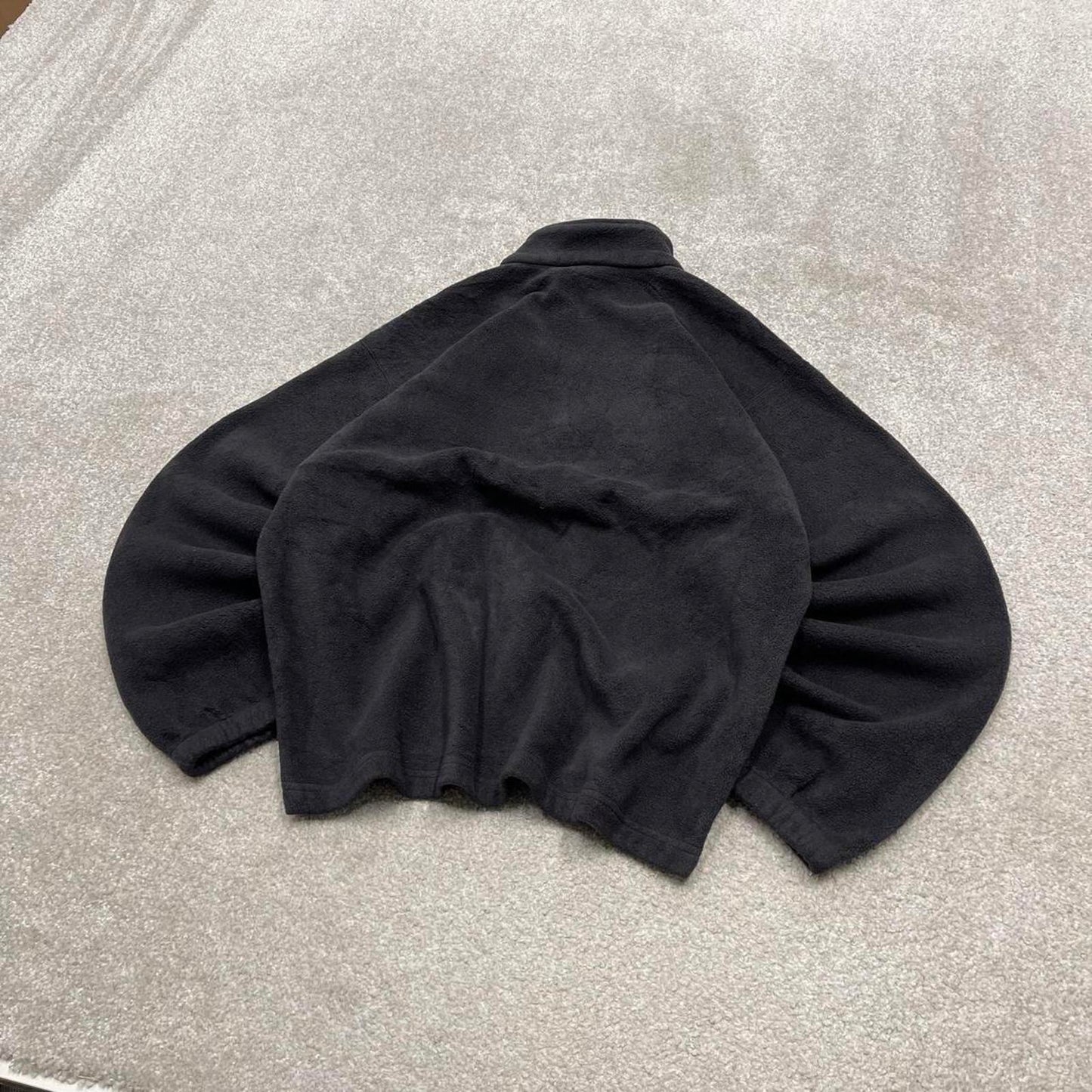 00s Columbia technical fleece boxy cropped S men's black 1/4 zip up y2k style autumn