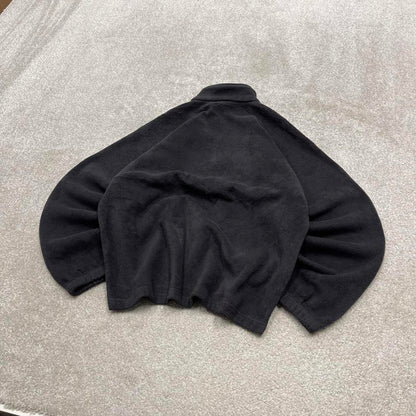 00s Columbia technical fleece boxy cropped S men's black 1/4 zip up y2k style autumn