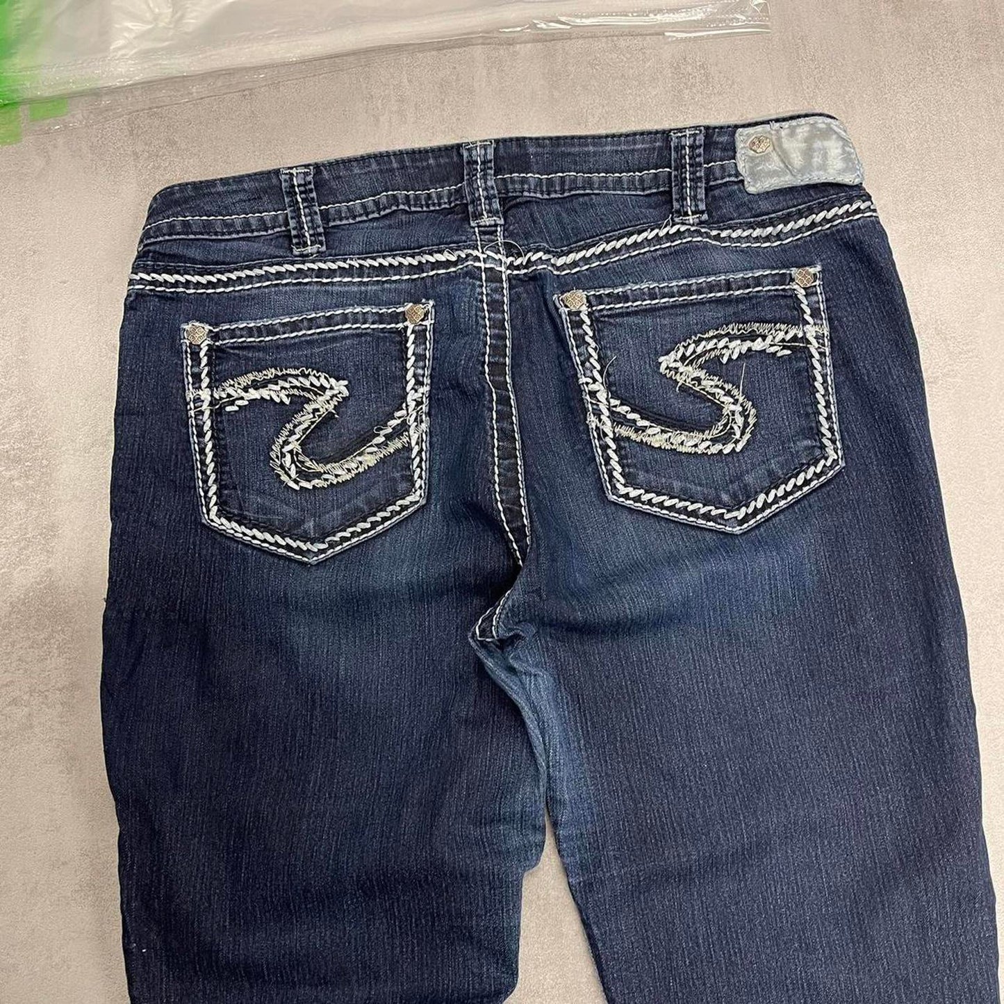 Silver embroidered jeans W33L30