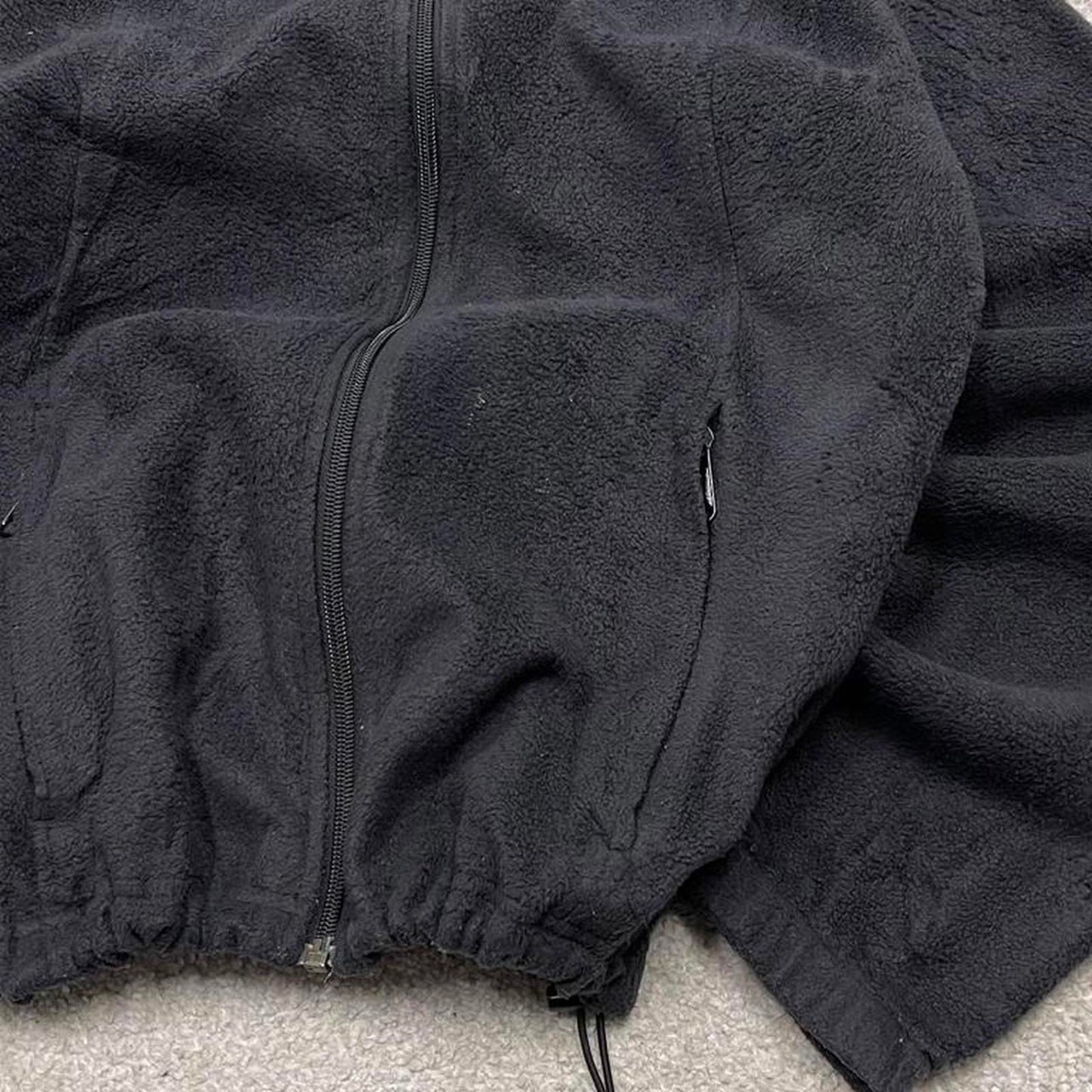 00s Columbia technical fleece L women's black full zip up y2k style autumn adjustable waist