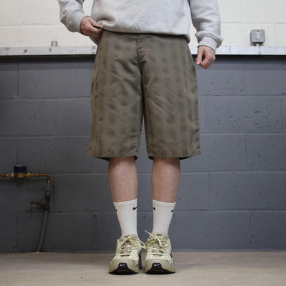Dickies baggy checkered carpenter shorts khaki Twill chino skater style shorts loose long leg