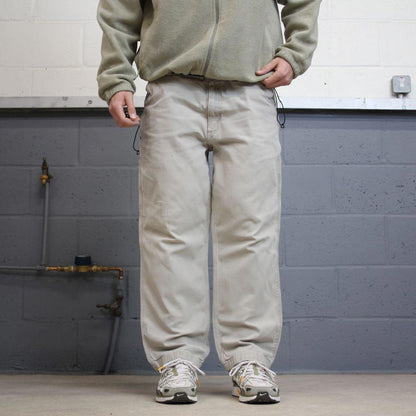 Y2K Carhartt carpenter jeans beige Relaxed fit canvasy skate style workwear cargo pants