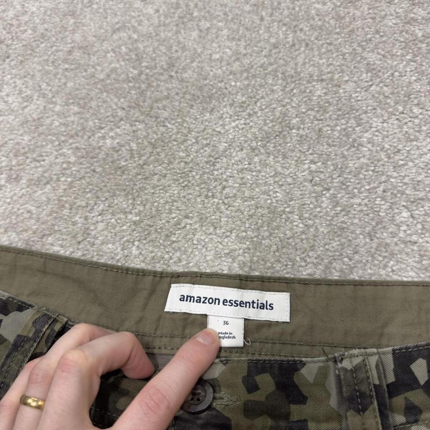 Camo cargo shorts relaxed khaki Amazon Essentials skater style camouflage shorts loose leg