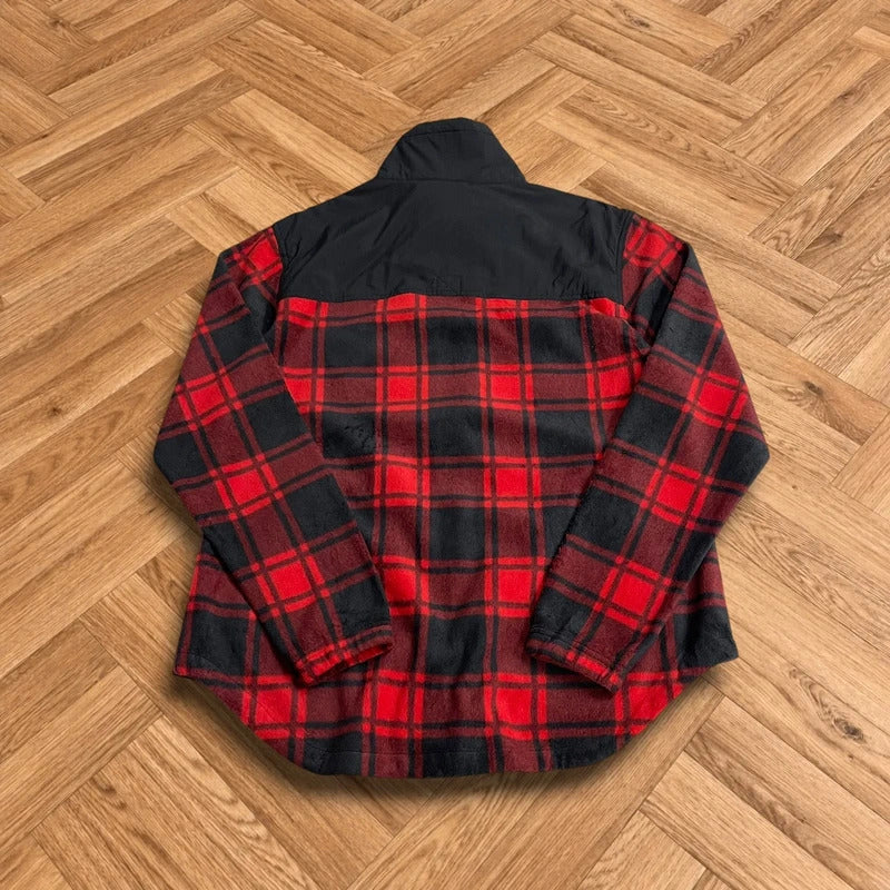 Y2K Columbia checkered fleece shirt red full zip mens large autumnal technical shirt