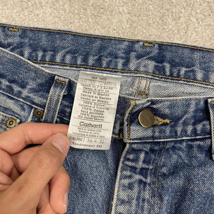 Carhartt denim shorts y2k faded blue Loose skater style work jorts