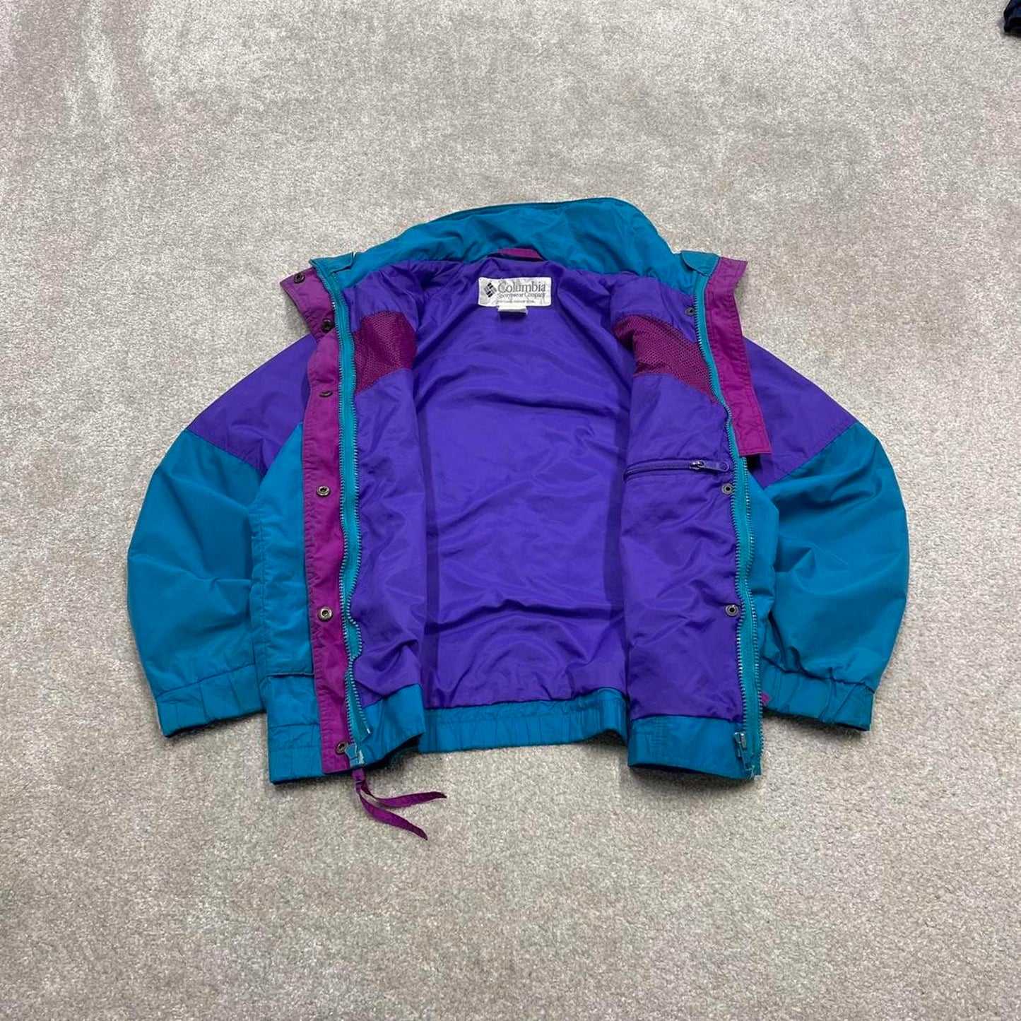 Vintage y2k Columbia technical windbreaker jacket green Bomber style lightweight jacket