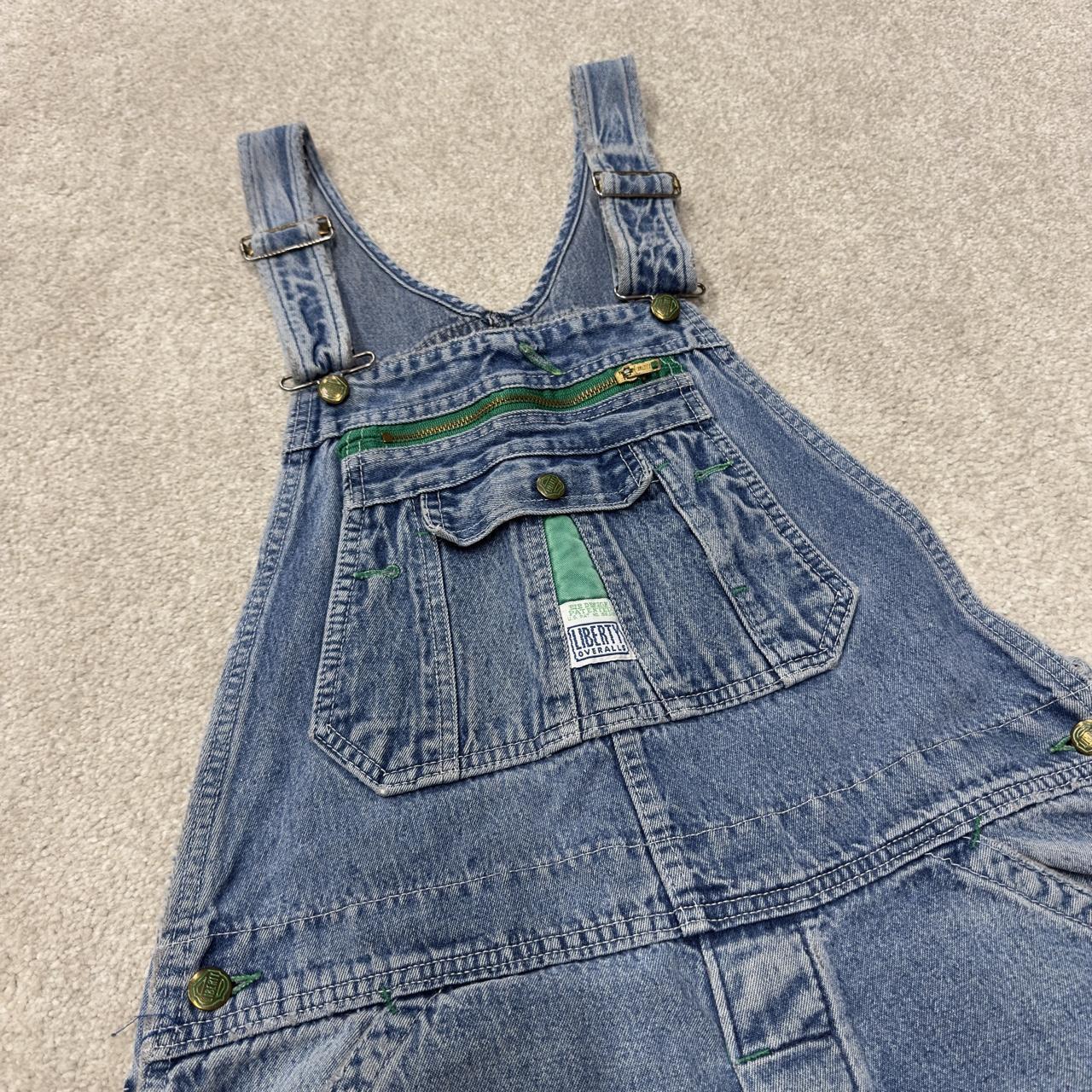 Vintage liberty dungarees 00s denim overalls blue Patch logo and adjustable straps