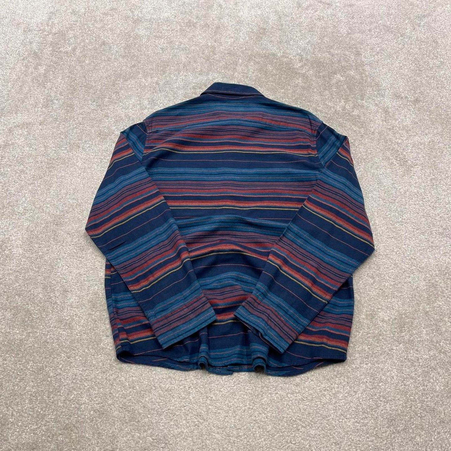 Striped flannel shirt autumnal M navy Goodfellow men's long sleeve button up y2k style