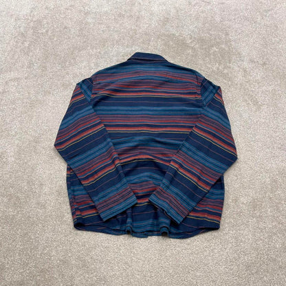 Striped flannel shirt autumnal M navy Goodfellow men's long sleeve button up y2k style