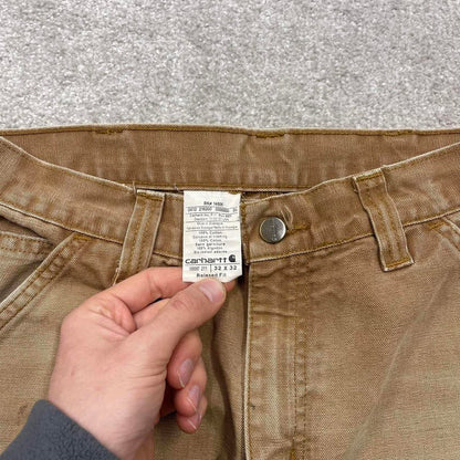 Vintage Carhartt carpenter jeans tan brown Loose relaxed fit canvas skate style workwear cargo pants