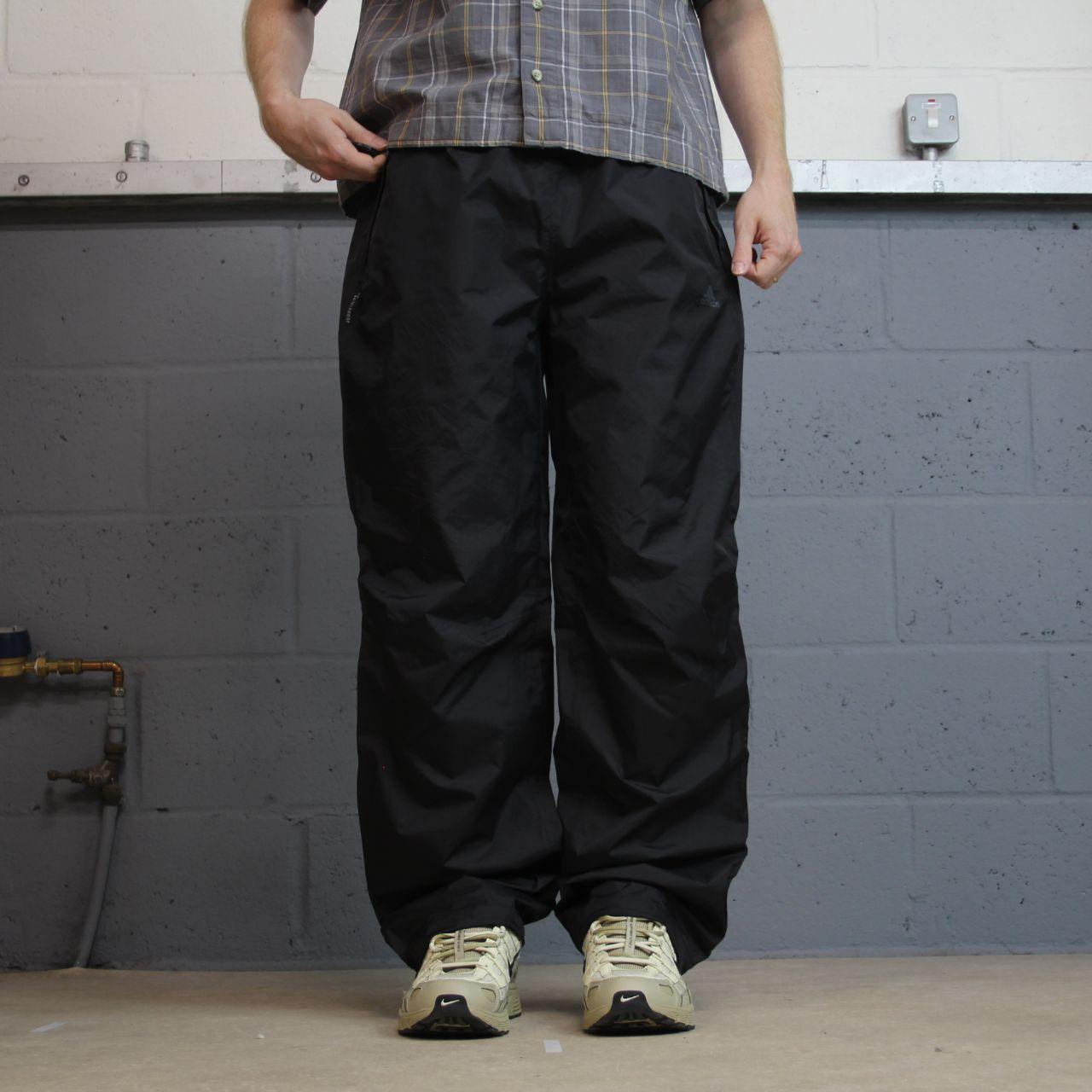 Y2K Adidas climaproof tracksuit bottoms black L loose leg print logo