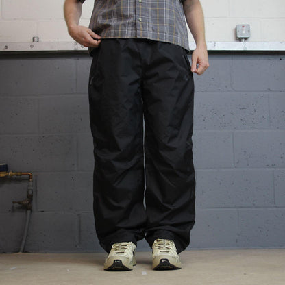 Y2K Adidas climaproof tracksuit bottoms black L loose leg print logo