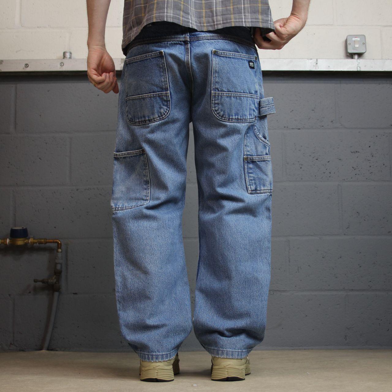 Denim double knee carpenter jeans y2k W34L29 blue Straight leg skater style work cargos