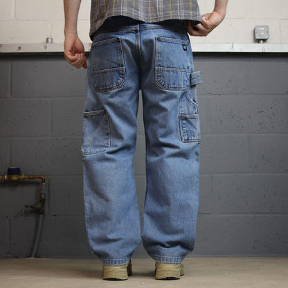 Denim double knee carpenter jeans y2k W34L29 blue Straight leg skater style work cargos