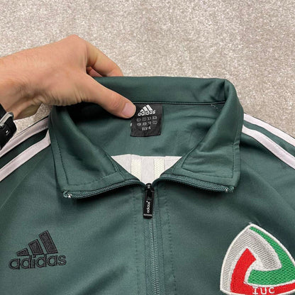 Y2k 00s Adidas track jacket M men's athletic style green full zip track suit top technical sporty