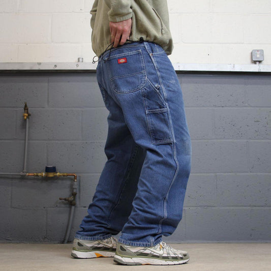 Y2k baggy Dickies carpenter work jeans blue Loose fit wide-leg denim cargo skate pants