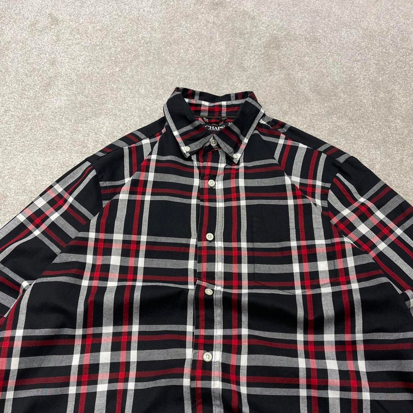 Y2K CHAPS checkered plaid shirt black Long sleeve check button down