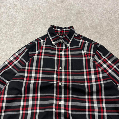 Y2K CHAPS checkered plaid shirt black Long sleeve check button down